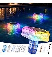 Tomshine Solar Pool ionizer with RGB Floating Lights, 2 in 1 Automatic Copper Water Purifier for ...