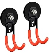 ULIBERMAGNET Garage Strong Magnetic Hooks, 2 Pack Heavy Duty Large J Hooks with Magnet, Anti-Slip...