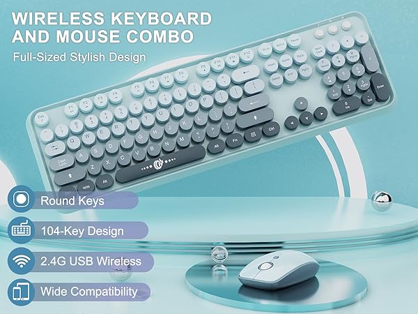 wireless keyboard and mouse retro keyboard and mouse wireless colorful keyboard and mouse wireless