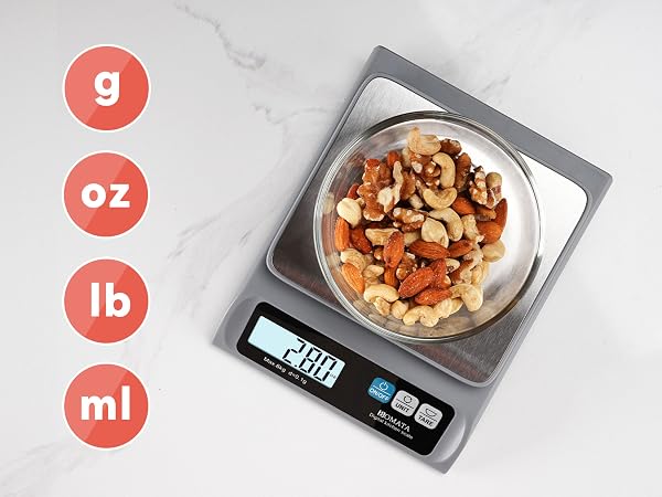 BOMATA 0.1g Food Scale, 13lb Digital Kitchen Scale with Removable Stainless Steel Pan