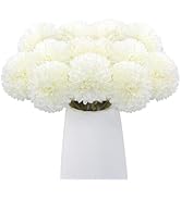Rowfad 12 Pcs Artificial Chrysanthemums Flowers Silk Ball White Flowers Fake Mums Spring Flowers ...