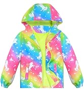 OlyPegic Girls Rain Jacket Waterproof Hooded Fleece Lined Lightweight Windbreaker Kids Windproof ...