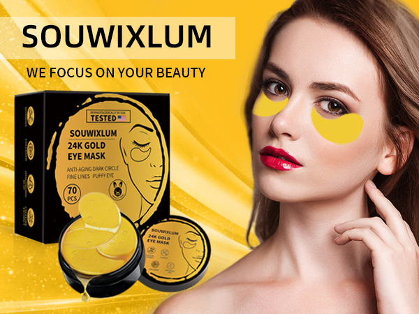 24K Gold Eye Masks for Dark Circles and Puffiness Under Eye Patches for Puffy Eyes Treatment Pads