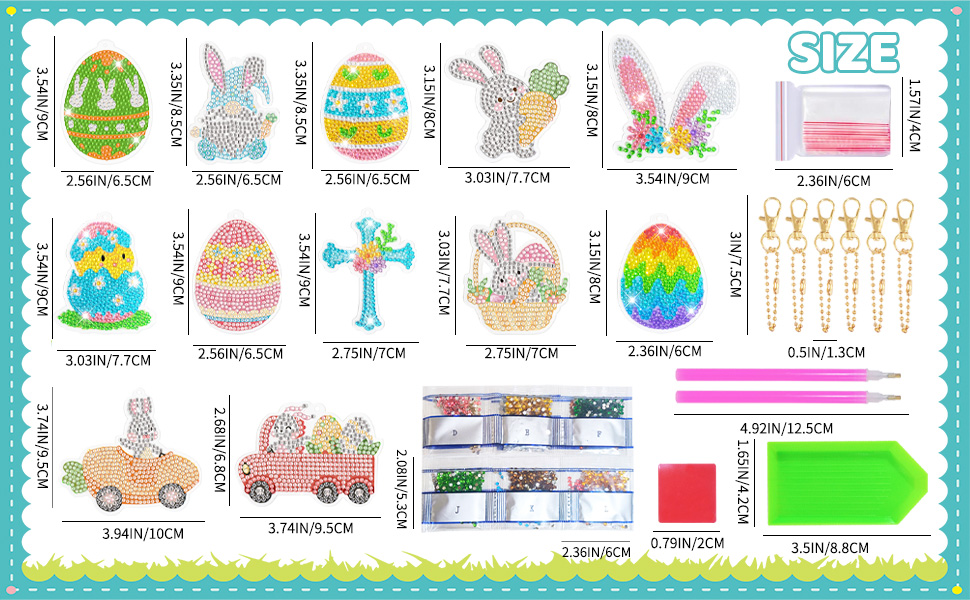 easter eggs diamond painting keychain