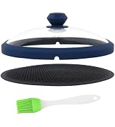 Glass Microwave Cover for Food 10.5 Inch Microwave Splatter Cover With Easy Grip Diamond Shape Ha...