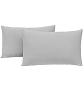Jersey Knit Pillow Cases Standard/Queen Set of 2 - Grey Pillowcases with Ultra Soft T-Shirt Like ...
