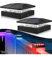 Peasur 2 Pack 4x4 Post Solar Lights RGB Color Changing | Post Cap Light Fits 4×4/3.5×3.5 Wood/Vin...