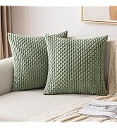 MIULEE Throw Pillow Covers Soft Corduroy Decorative Set of 2 Boho Striped Pillow Covers Pillowcas...
