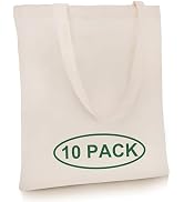 Reusable cotton canvas tote bags bulk for crafts, shopping, DIY, grocery, gifts, sustainable 10 pack