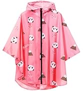 SaphiRose Lightweight Kids Rain Poncho Waterproof Jacket Zipper Up Rain Coat