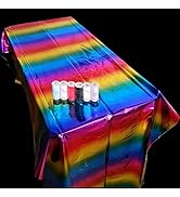 2 Packs Rainbow Foil Party Tablecloth Table Cover Party Decorations Rectangle Gradient Foil Table...
