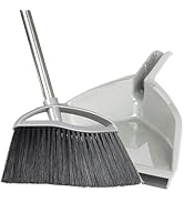 Chanhoo Soft Bristle Broom and Dustpan Combo Set, Long Handle Indoor Broom with Dustpan Set for K...