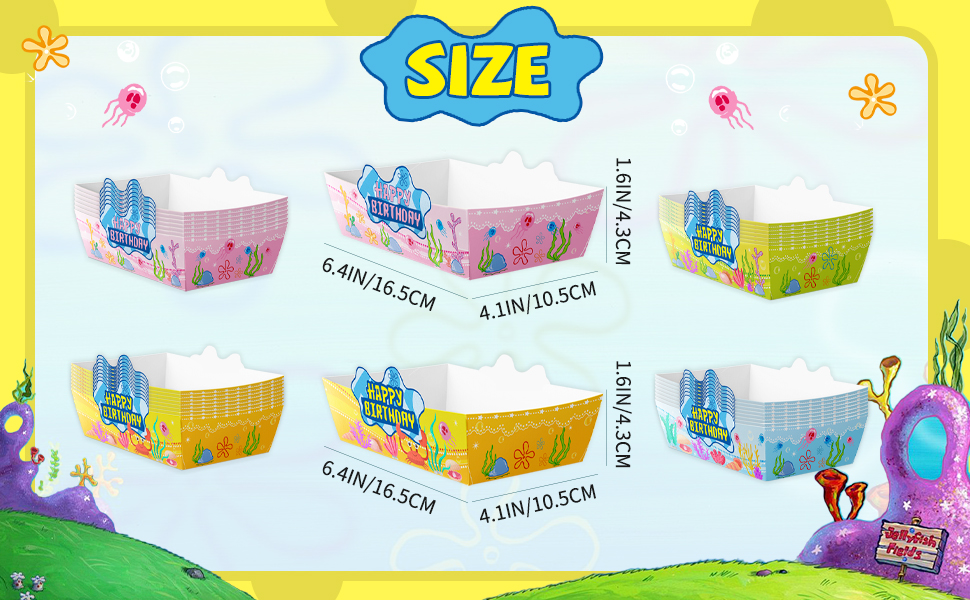 cartoon sponge party paper food trays