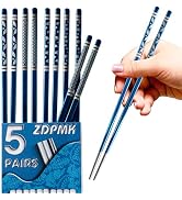 ZDPMK Metal Chopsticks Reusable 5 Pairs Stainless Steel Chopsticks Japanese Chinese Korean Metal ...