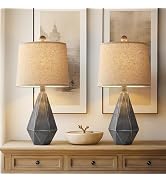 PoKat 20.25" Rustic Farmhouse Table Lamp Sets of 2 for Living Room Bedroom Deep Grey Contemporary...