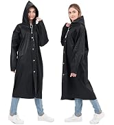 TUNCHMO 2-Pack Reusable Rain Coats - Extra Thick EVA (20%/100% Thicker) - Hooded Ponchos for Men/...