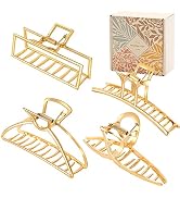 4 Pack Large Gold Hair Claw Clips for Women Thick Hair, Non-Slip Hair Catch Barrette Jaw Clamp, F...