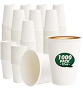 CELLURA 12 oz Paper Coffee Cups 1000 Pack Disposable Hot Coffee Cup 12oz White To Go Cups for Cof...