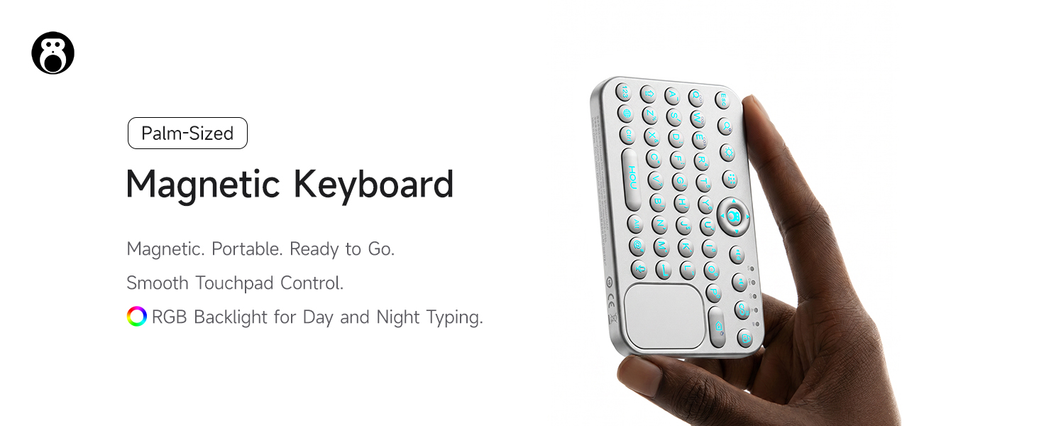 Portable magnetic mini wireless Bluetooth keyboard with touchpad RGB backlight