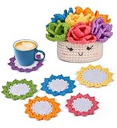 Hssugi Crochet Kit for Beginners, 6PCS Crochet Starter Kit, Potted Plant Coasters Crochet Kit wit...