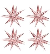 50 Pcs Rose Gold Foil Cone Star Balloons Big 26 inch Rose Gold Explosion Star Mylar Balloons 12 P...
