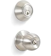 Premier Lock ED03 Entry Door Knob Deadbolt Combo Lock Set with 6-Keys, Satin Stainless Steel, 1-Pack