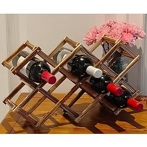Freestanding Stackable Wine Rack Organizer for Countertop and Cabinets with Foldable Design