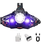 BORUIT Headlamp with Black Light, Super Bright Hunting Head Lamp 3 Modes, USB C Rechargeable Head...