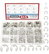 AIMUNOK 415Pcs E-Clip External Retaining Rings Snap Rings Assortment Set, 304 Stainless Steel C-C...