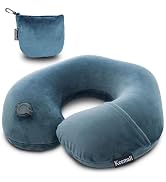 Keemall Inflatable Travel Neck Pillow for Airplane Train Car Washable Pillowcase U Shaped Office ...