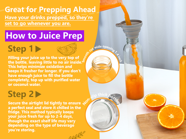 Glass Juice Bottles with Lids for Juicing 18 oz