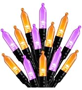 Christmas Lights Outdoor, 33FT 100 LED Mini Orange Purple Lights Plug in with 8 Modes for Outdoor...