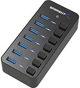 SABRENT 36W 7 Port USB 3.0 Hub with Individual Power Switches and LEDs Includes 36W 12V/3A Power ...