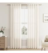 Naturoom 84 Inch Semi Sheer Linen Curtains 2 Panels Set Back Tab Rod Pocket Light Filtering Morde...