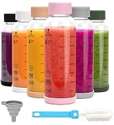 Zukro Borosilicate Glass Water Bottles with Stainless Steel Lid 16 oz | 6 Pack, BPA Free, Rubber ...