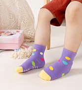 AMENLAN Baby Girls Grips Socks Kids Anti Skid Toddler Infants Non Slip Cotton Crew Socks 12 Pairs