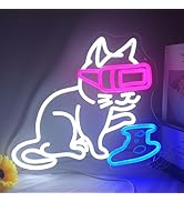 SYLHOME Game Cat Led Neon Light Sign Game Controller Pad Bedroom Game Room Bar Pub Man Cave Wall ...