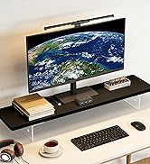 vie poetique Computer Monitor Stands, Wood & Acrylic Computer Monitor Stand, Desk Monitor Stand U...