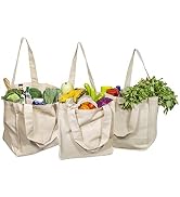 Best Canvas Grocery Shopping Bags with Handles and Bottle Sleeves - Organic Cotton, Washable and ...