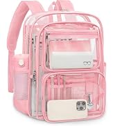 Clear Backpack for School, Large Heavy Duty Clear Bookbag with Luggage Strap & Stitches for Girls...