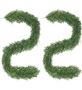 2Pcs 6 Ft Artificial Norfolk Pine Garlands, Realistic Pine Garland, Green Artificial Greenery Gar...