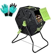 BIOGRN Compost Bin, 21 Gallon Small Composter Tumbler Outdoor Compact Single Rotating Chamber wit...