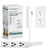 SakerPlus Outlet Concealer Power Strip-Outlet Cover Extender with 3AC Outlets-5ft Flat Plug Exten...