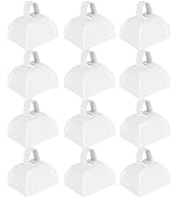 Cow Bells Noise Makers for Sporting Events: 12 Pcs Small White Cowbells with Handle Loud Bells Bu...