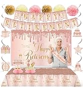 Rose Gold Retirement Party Decorations,18Pcs Retirement Decorations for Women Happy Retire Banner...