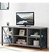 LVB TV Stand for 75 Inch TV, Long Modern Rustic Wood Entertainment Center, Large Industrial Metal...