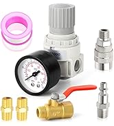 MEANLIN MEASURE 1/4 Inch NPT Air Compressor Regulator with Gauge, 0-150 PSI AR2000 Air Gauge Regu...