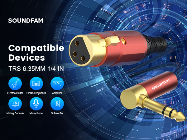 Angled 6.35 to XLR plug