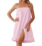 Ekouaer Towel Wrap for Women With Velcro Ruffle Shower Wrap Spa Robes For Women Lightweight Knee ...