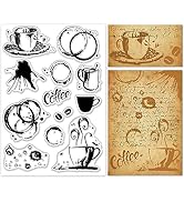 GLOBLELAND Coffee Stains Background Clear Stamps Coffee Stains Decorative Silicone Stamp for Card...